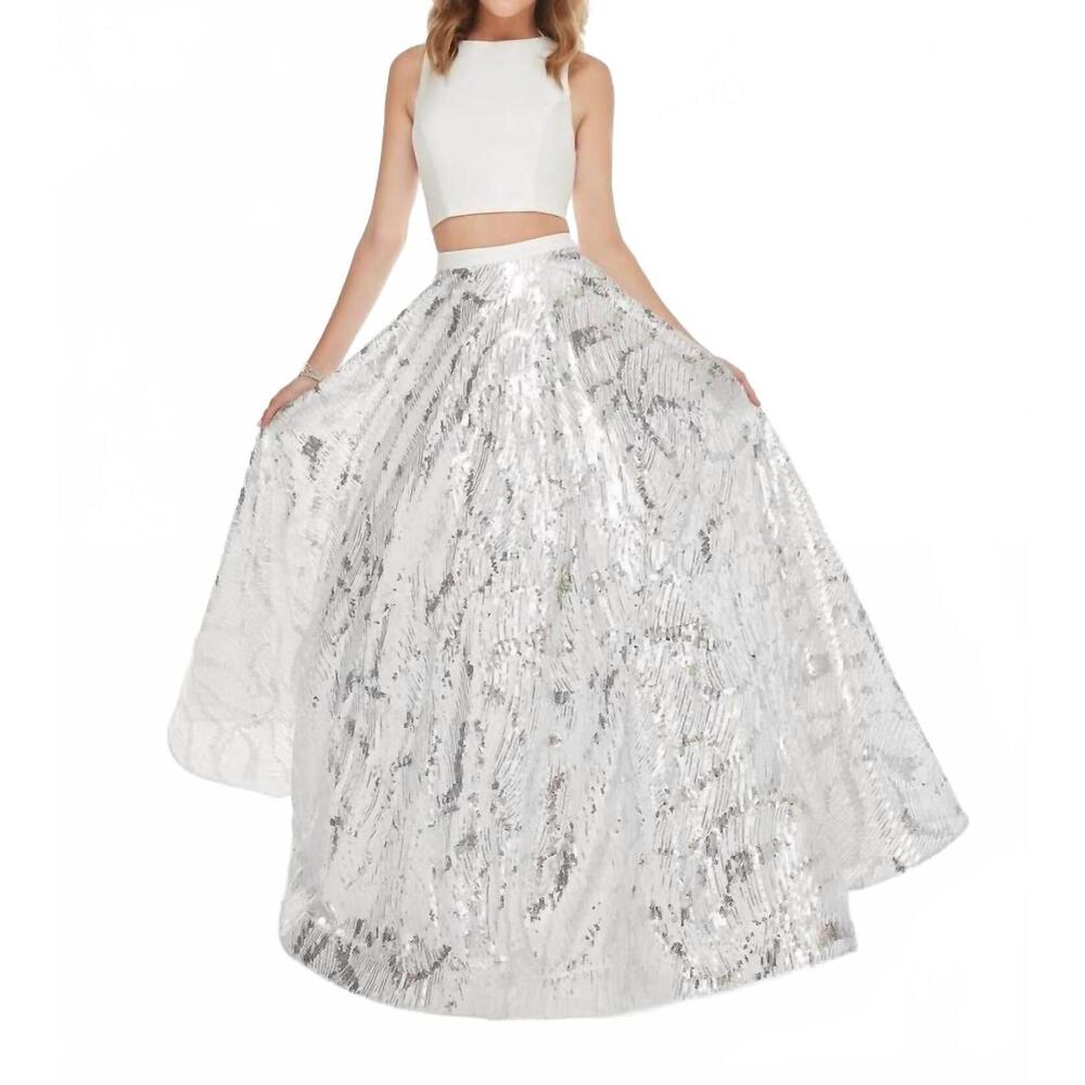 NEW TIFFANY DESIGNS women's prom dress in ivory silver
